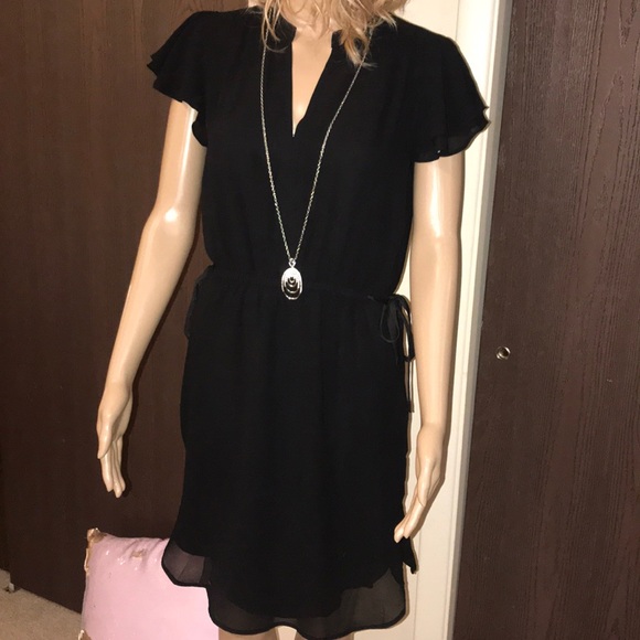 h&m black chiffon dress